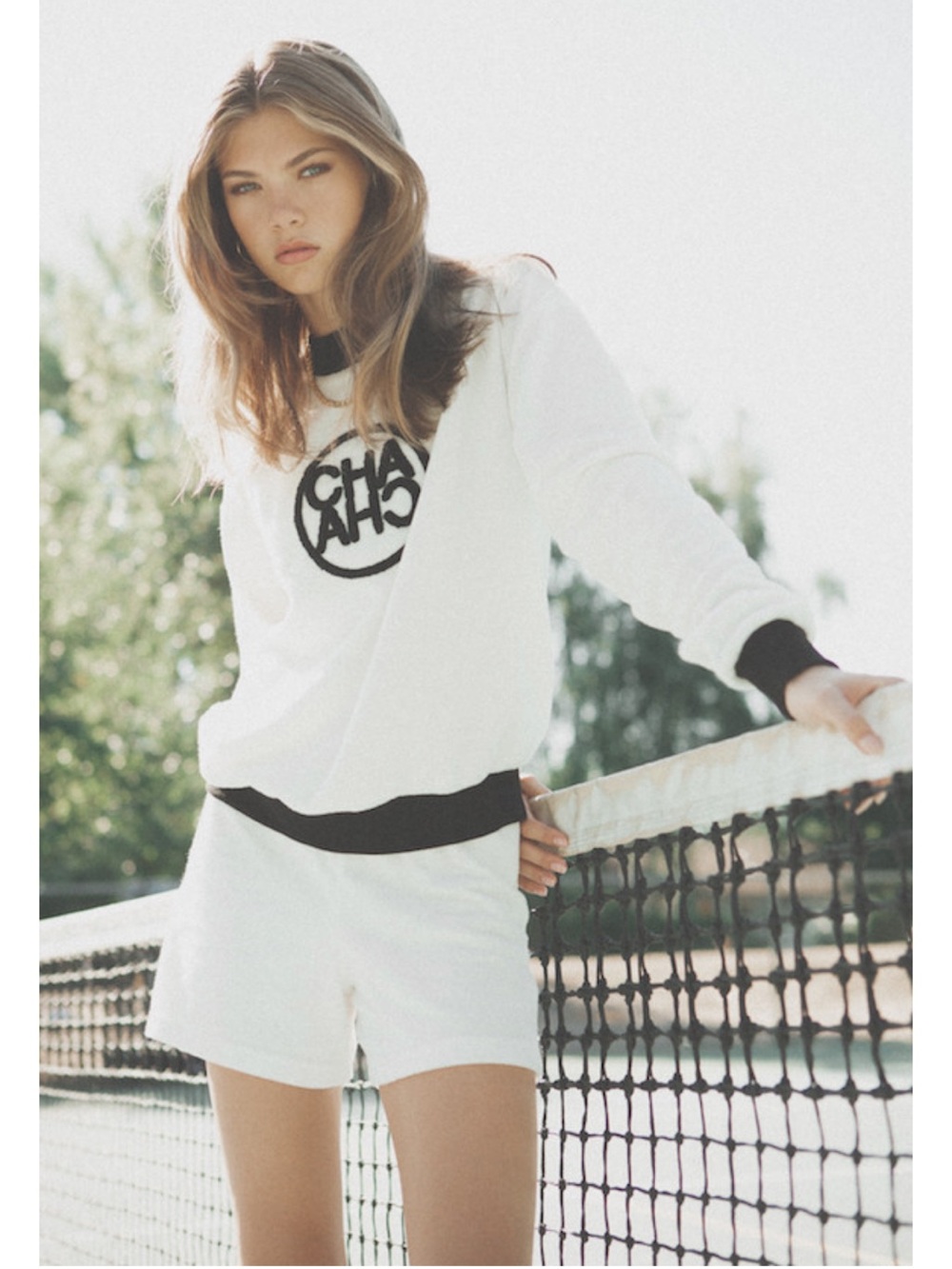 EllandEmm White Terry Athletic Shorts with Elastic Waist